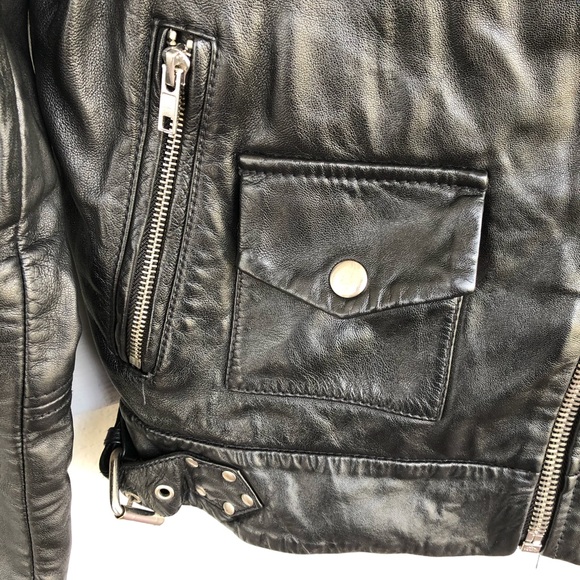 Maje Leather Jacket Black Lamb Moto Biker Zippers - Picture 4 of 8